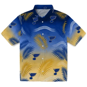 St. Louis Blues Hawaiian Shirt - Ombre Fronds Blue