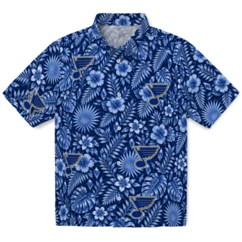 St. Louis Blues Hawaiian Shirt - Crystal Foliage Blue