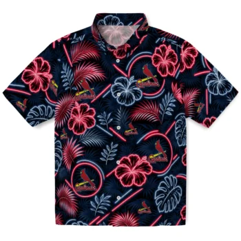 St. Louis Cardinals Hawaiian Shirt - Neon Florals Black