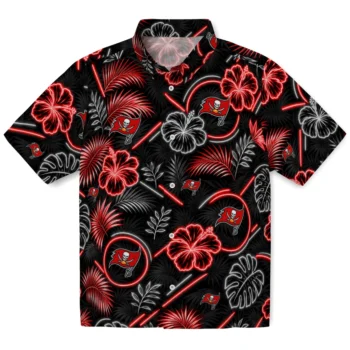 Tampa Bay Buccaneers Hawaiian Shirt - Neon Florals Black
