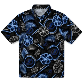 Tampa Bay Lightning Hawaiian Shirt - Neon Florals Black