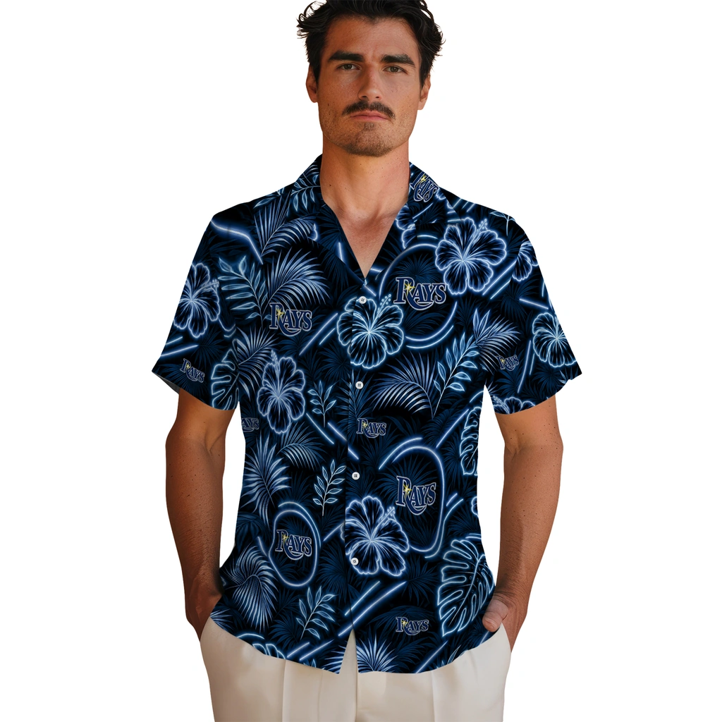 tampa-bay-rays-hawaiian-shirt-custom-neon-florals-black-fashion-forward.webp