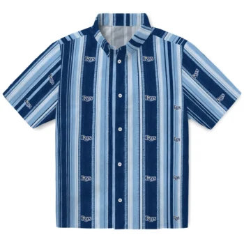 Tampa Bay Rays Hawaiian Shirt - Distressed Stripes Navy Light Blue