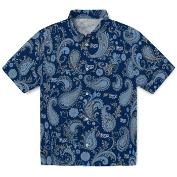 Tampa Bay Rays Hawaiian Shirt - Paisley Print Navy