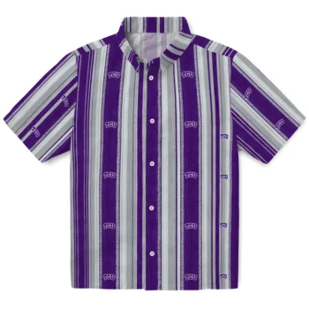 TCU Horned Frogs Hawaiian Shirt - Distressed Stripes Purple Gray