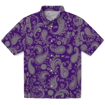 TCU Horned Frogs Hawaiian Shirt - Paisley Print Purple