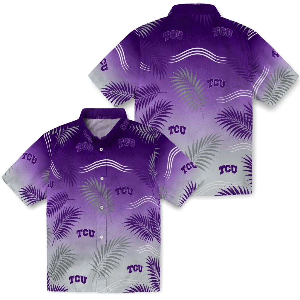 tcu-horned-frogs-hawaiian-shirt-customized-ombre-fronds-purple-high-quality.webp