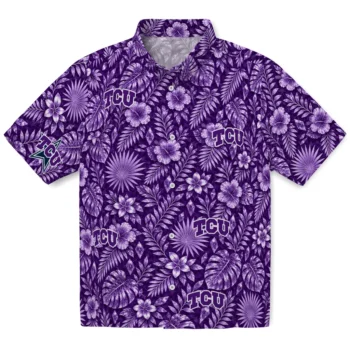 TCU Horned Frogs Hawaiian Shirt - Crystal Foliage Purple