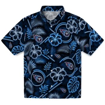 Tennessee Titans Hawaiian Shirt - Neon Florals Black