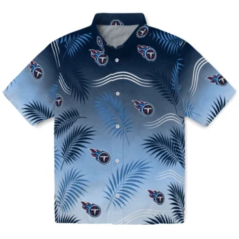 Tennessee Titans Hawaiian Shirt - Ombre Fronds Navy