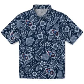 Tennessee Titans Hawaiian Shirt - Crystal Foliage Navy