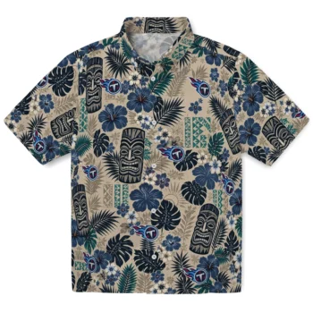 Tennessee Titans Hawaiian Shirt - Tiki Masks Warm Beige