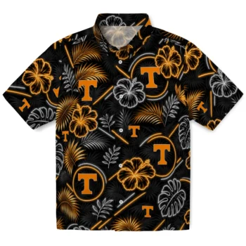 Tennessee Volunteers Hawaiian Shirt - Neon Florals Black