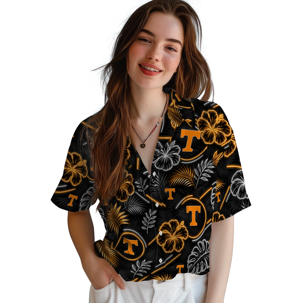 tennessee-volunteers-hawaiian-shirt-personalized-neon-florals-black-latest-model.webp