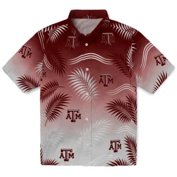 Texas A&M Aggies Hawaiian Shirt - Ombre Fronds Maroon