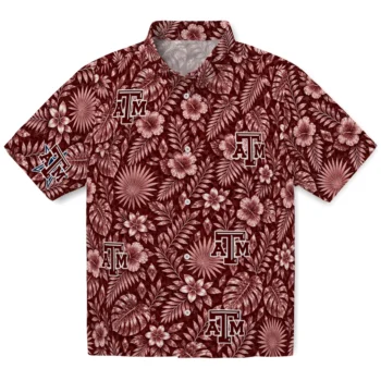 Texas A&M Aggies Hawaiian Shirt - Crystal Foliage Maroon