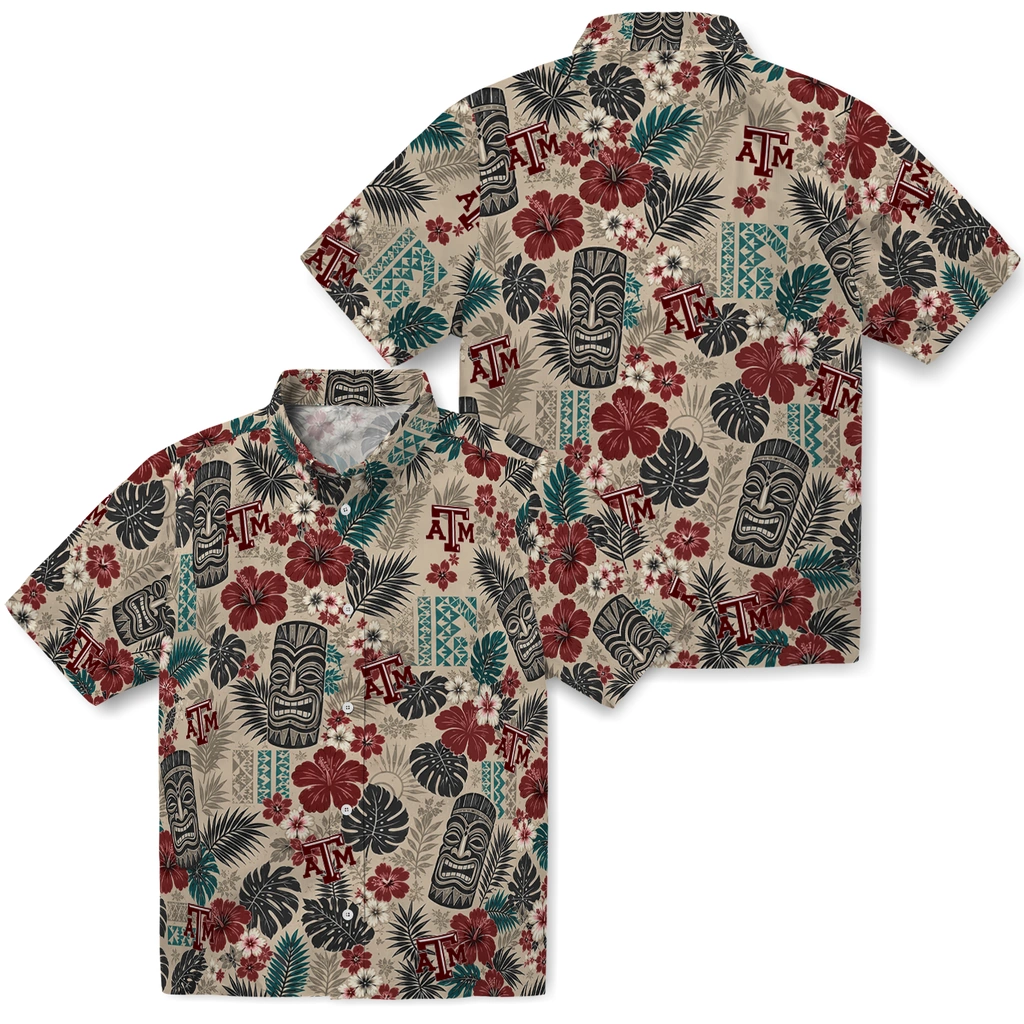 texas-am-aggies-hawaiian-shirt-customized-tiki-masks-warm-beige-high-quality.webp