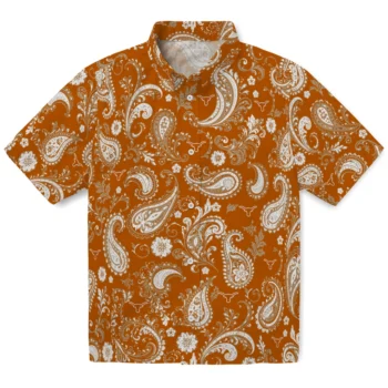 Texas Longhorns Hawaiian Shirt - Paisley Print Orange
