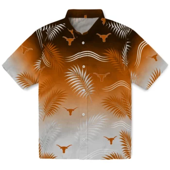Texas Longhorns Hawaiian Shirt - Ombre Fronds Orange