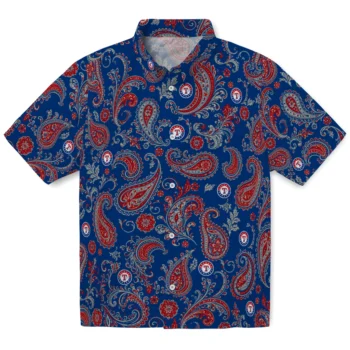 Texas Rangers Hawaiian Shirt - Paisley Print Blue