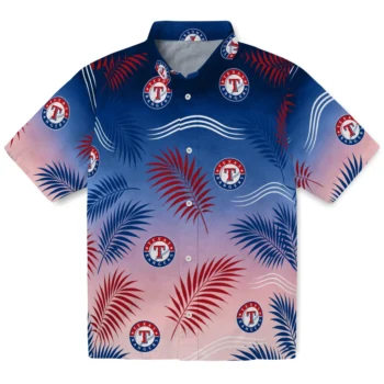 Texas Rangers Hawaiian Shirt - Ombre Fronds Blue