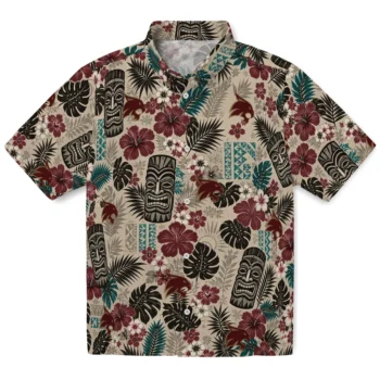 Texas State Bobcats Hawaiian Shirt - Tiki Masks Warm Beige