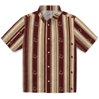 Texas State Bobcats Hawaiian Shirt - Distressed Stripes Maroon Gold