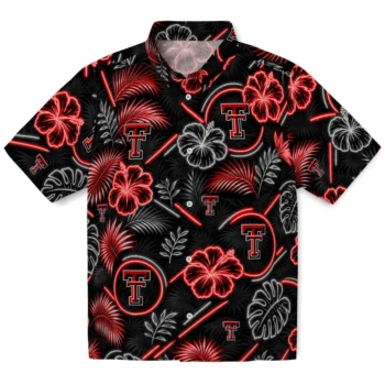 Texas Tech Red Raiders Hawaiian Shirt - Neon Florals Black