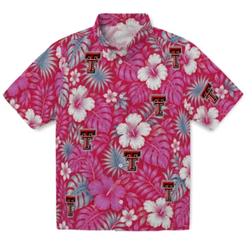 Texas Tech Red Raiders Hawaiian Shirt - Hibiscus Monstera Red