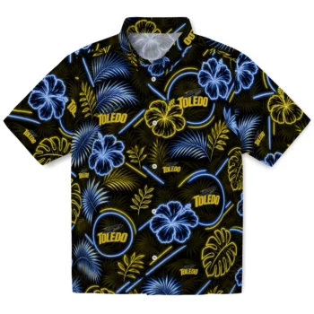 Toledo Rockets Hawaiian Shirt - Neon Florals Black