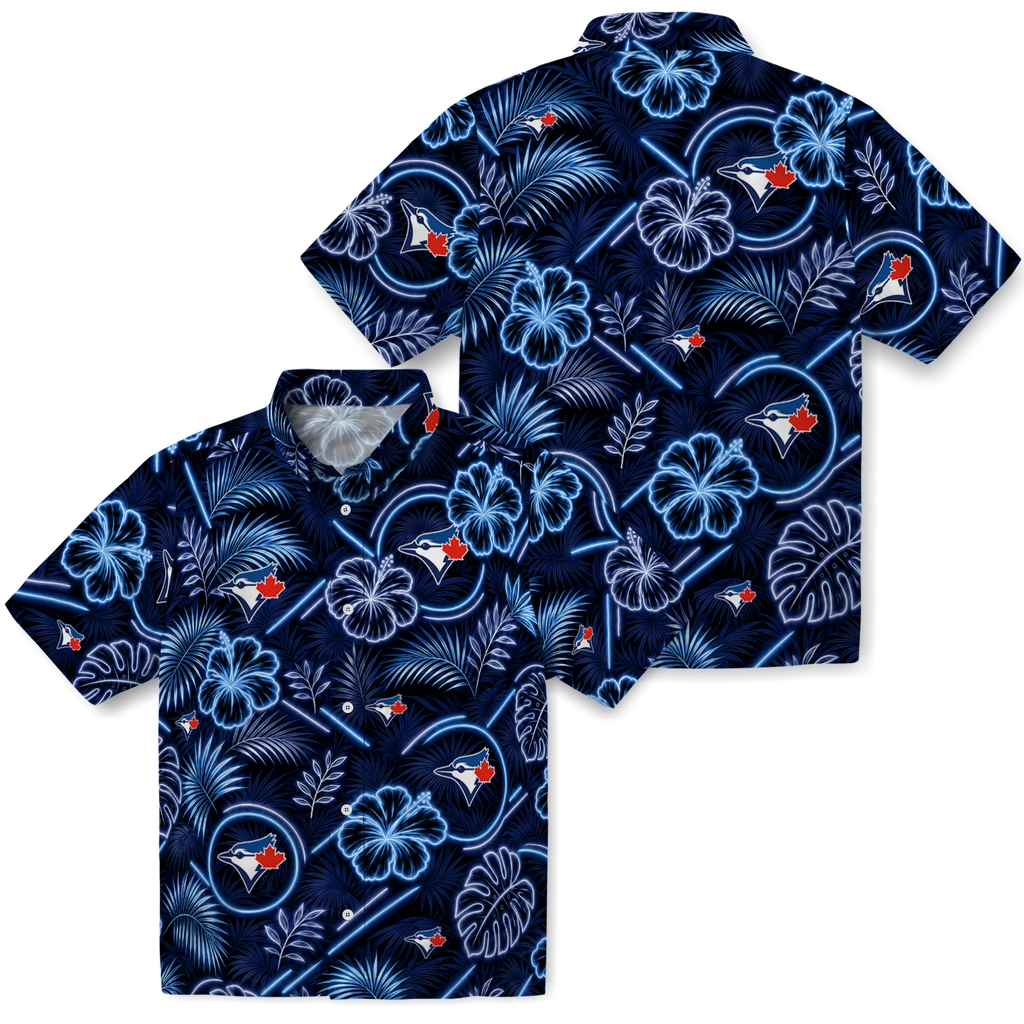 toronto-blue-jays-hawaiian-shirt-personalized-neon-florals-black-high-quality.webp