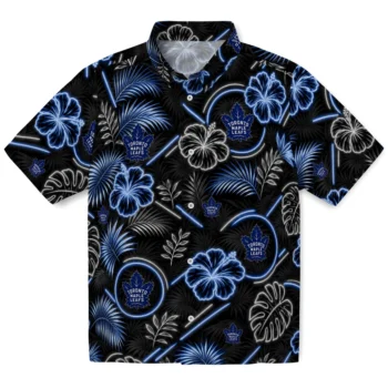 Toronto Maple Leafs Hawaiian Shirt - Neon Florals Black