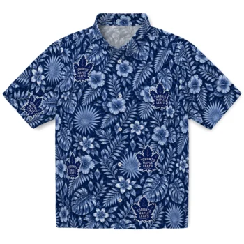 Toronto Maple Leafs Hawaiian Shirt - Crystal Foliage Blue