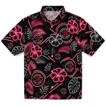 Toronto Raptors Hawaiian Shirt - Neon Florals Black