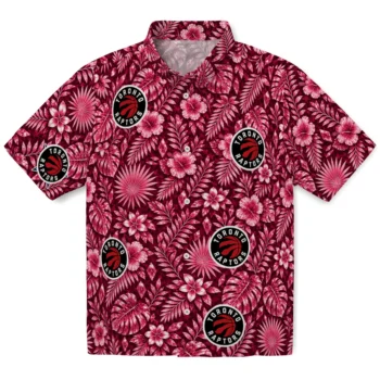 Toronto Raptors Hawaiian Shirt - Crystal Foliage Red