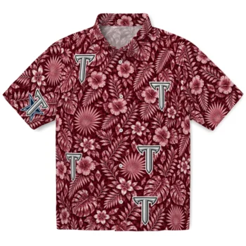 Troy Trojans Hawaiian Shirt - Crystal Foliage Red