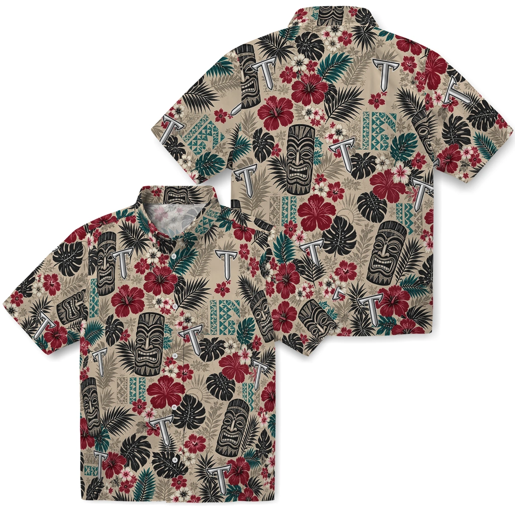 troy-trojans-hawaiian-shirt-custom-tiki-masks-warm-beige-high-quality.webp