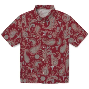 Troy Trojans Hawaiian Shirt - Paisley Print Red