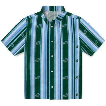Tulane Green Wave Hawaiian Shirt - Distressed Stripes Green Blue