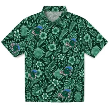 Tulane Green Wave Hawaiian Shirt - Crystal Foliage Green