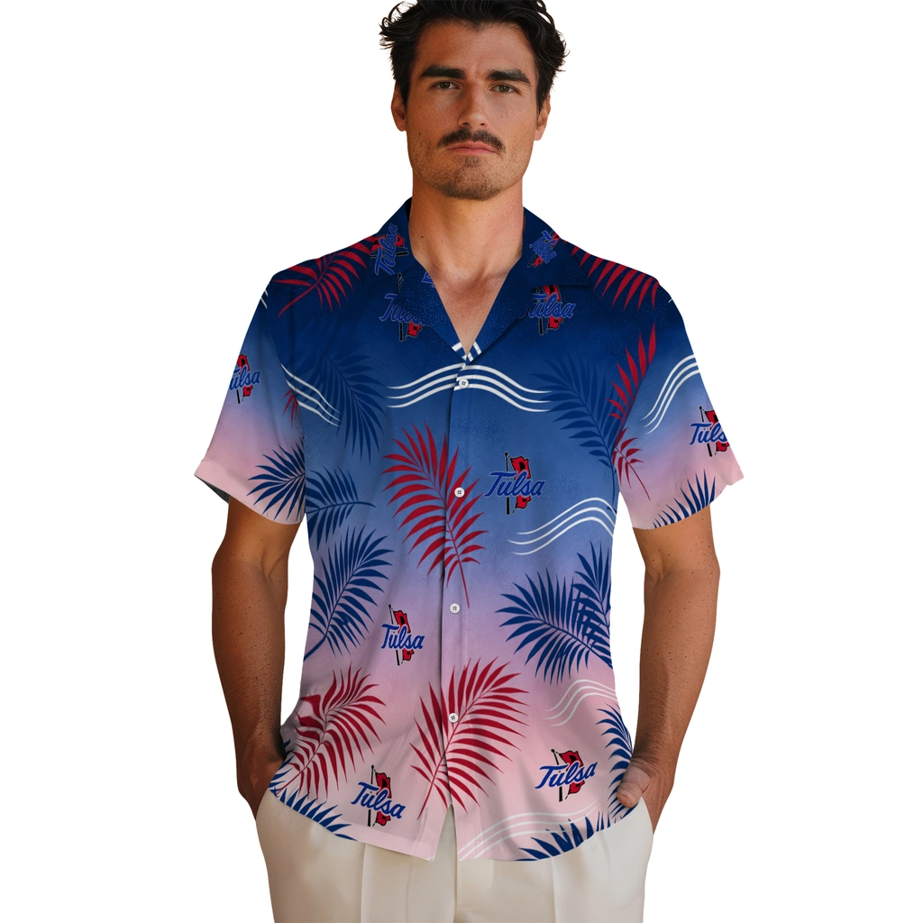 tulsa-golden-hurricane-hawaiian-shirt-custom-ombre-fronds-blue-fashion-forward.webp