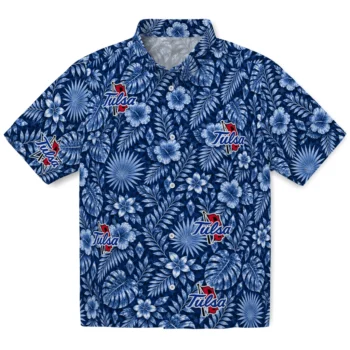 Tulsa Golden Hurricane Hawaiian Shirt - Crystal Foliage Blue