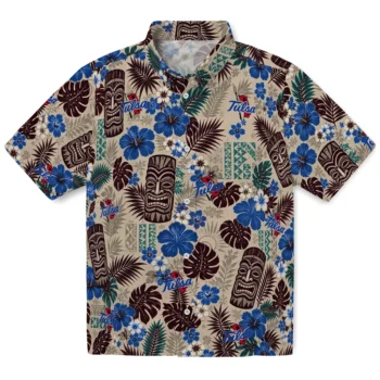 Tulsa Golden Hurricane Hawaiian Shirt - Tiki Masks Warm Beige