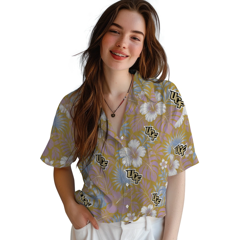 ucf-knights-hawaiian-shirt-customized-hibiscus-monstera-gold-latest-model.webp