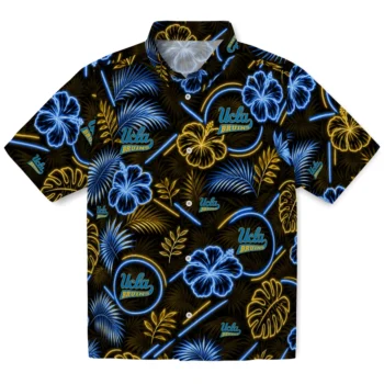 UCLA Bruins Hawaiian Shirt - Neon Florals Black