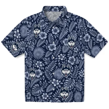UConn Huskies Hawaiian Shirt - Crystal Foliage Blue