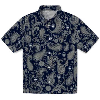 UConn Huskies Hawaiian Shirt - Paisley Print Blue