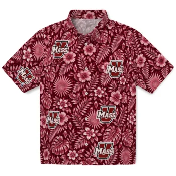 UMass Minutemen Hawaiian Shirt - Crystal Foliage Red