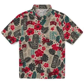 UNLV Rebels Hawaiian Shirt - Tiki Masks Warm Beige