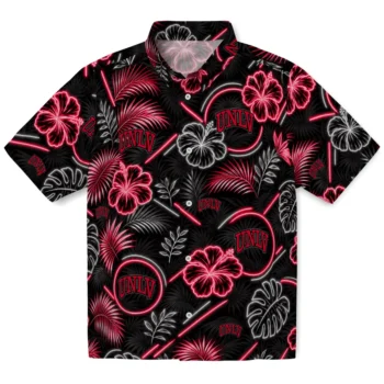 UNLV Rebels Hawaiian Shirt - Neon Florals Black